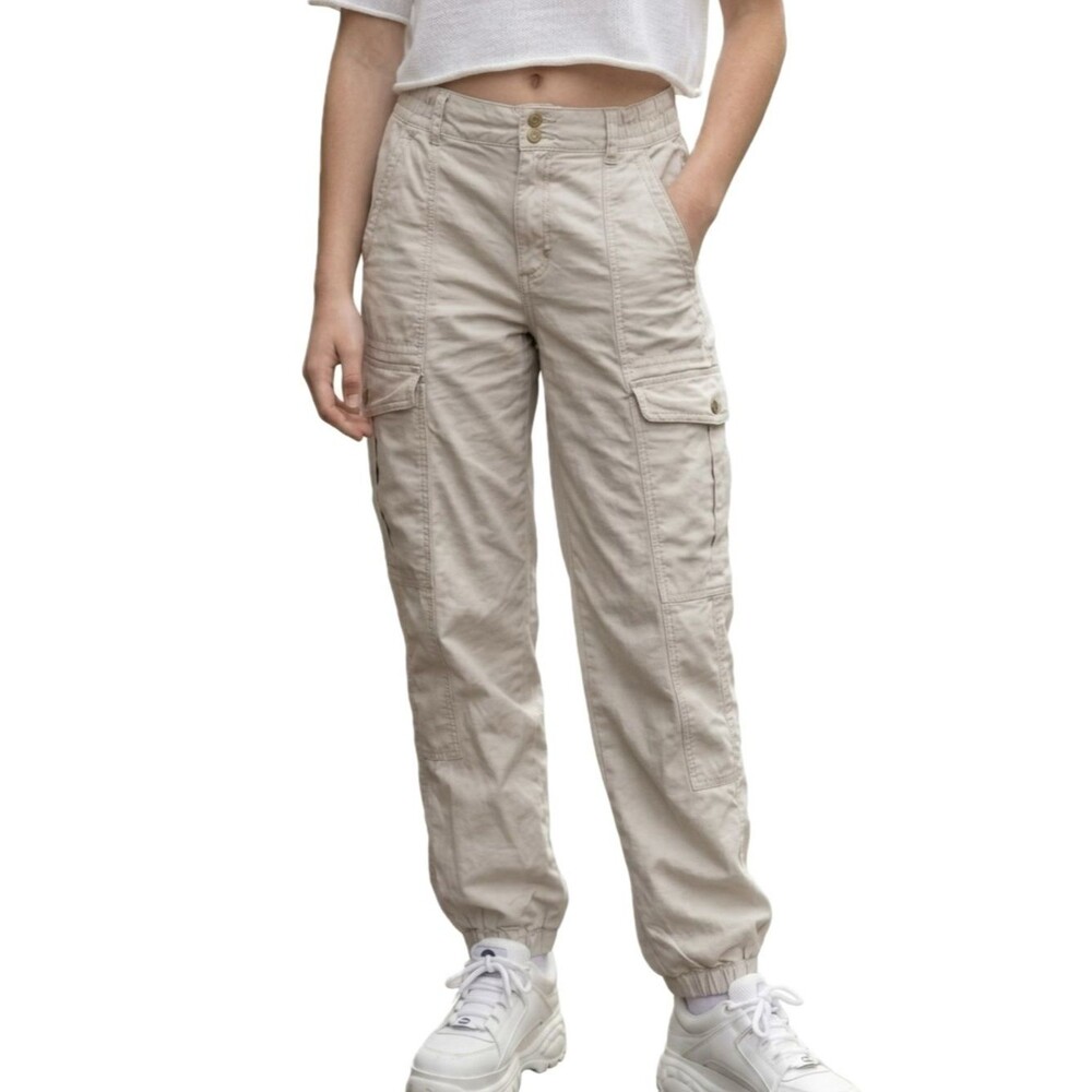 Garage Cargo Pocket Jogger Pants Womens Size Small Light Khaki Tan High Rise Y2K